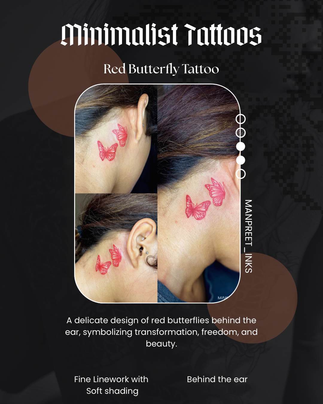 Red Butterfly — Fine Linework · Soft Shading by Manpreet Inks