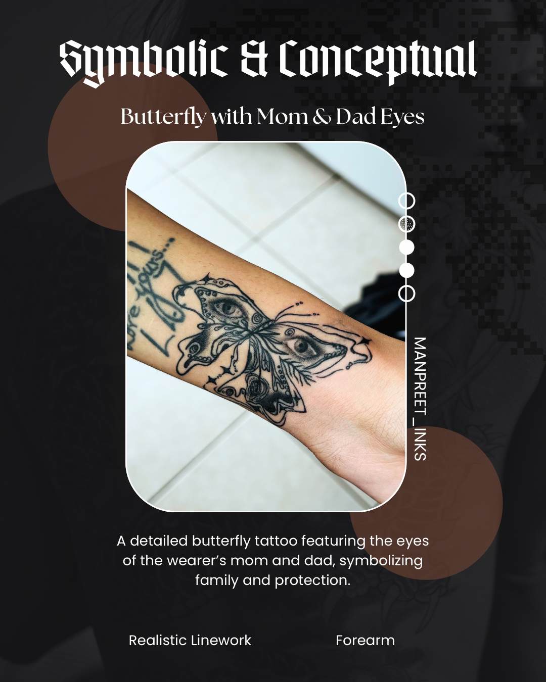 Butterfly with Mom & Dad Eyes — Realistic Linework by Manpreet Inks