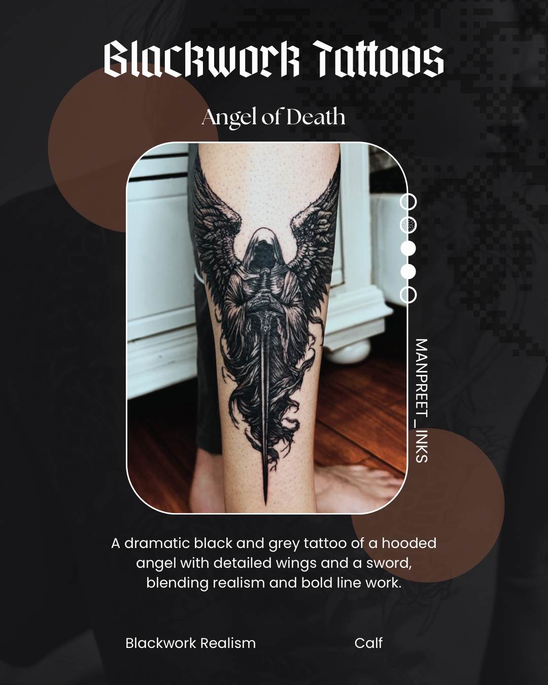 Angel of Death — Blackwork Realism by Manpreet Inks